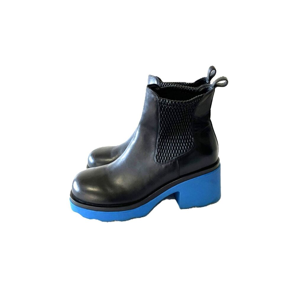 Aerosoles Blaine Ankle Boots Women 10.5 Black Blue Lug Sole Platform Chelsea